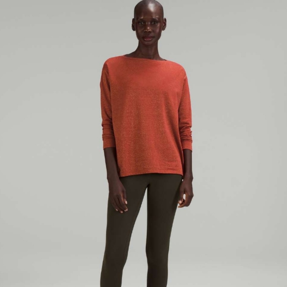Lululemon Back in Action Long Sleeve Shirt Spark In Cayenne Color Size 18